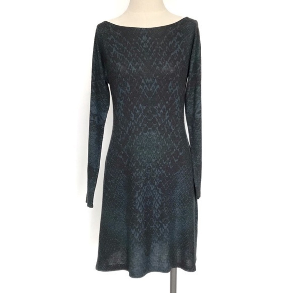Nurture Teal Snakeskin Pattern Long Sleeve Dress M